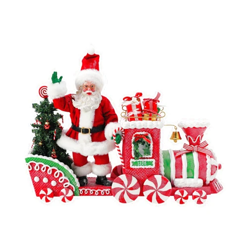 Department 56 Possible Dreams Christmas Traditions Santa Candy Cane Train Figurine, 11 Inch, Multicolor