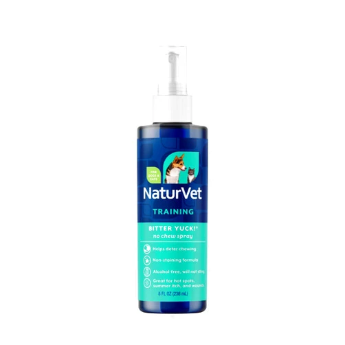 NaturVet Bitter Yuck! No Chew Spray for Dogs, Cats, and Horses Pet Training Spray, Liquid, Made in The USA, 8 Ounce