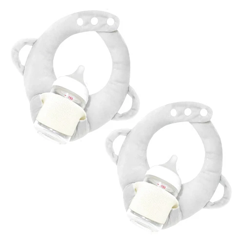 YURRLFUA 2 Pack Baby Bottle Holder, Infant Bottle Holder,Twin Nursing Pillow，Bottle Propper for Baby, Newborn Baby Essential（Gray）