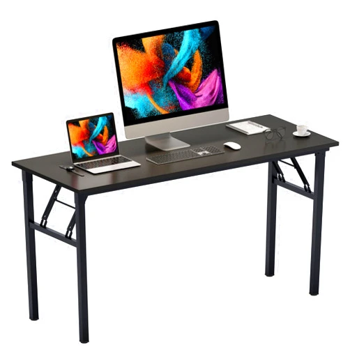 Need Home Office Desk - 60 Inches Large Computer Desk Sturdy Black Table Foldable Desk Gaming Computer Table No Assembly Required AC5CB 60 inch