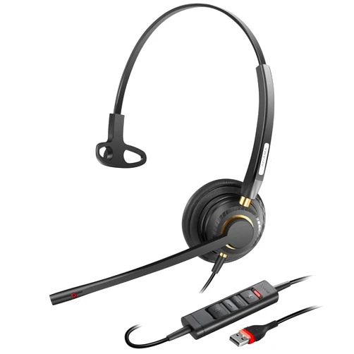 Arama USB Headset with Microphone Noise Cancelling & Audio Controls Ultra Comfort USB Headphone for Computer Laptop Pc Business Skype UC Webinar Call Center Office