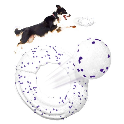 Kimee Dog Fetch Toys Tennis Balls 2Pcs, Indestructible Dog Flying Disc Lightweight, High Flying Aerodynamic Long-Distance, Floatable, High-Bounce Dog Toy for Fetch Catch, Tug of War, Play, White 9.5