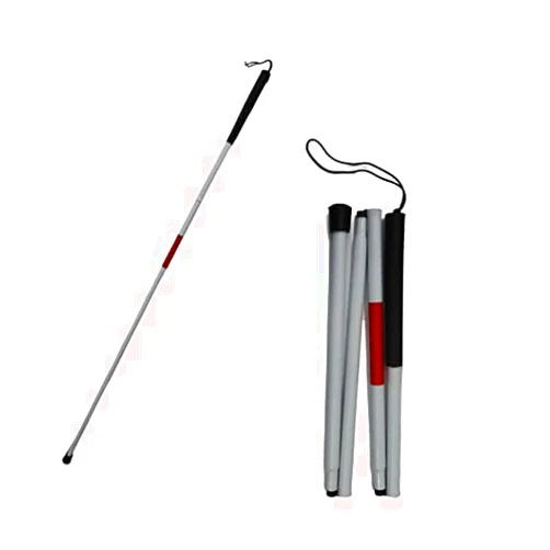 FAIRBIZPS Height Adjustment Walking Stick Blind Stick Aluminium 4 Segment Folding Blind Cane Heavy Duty Blind Stick for Unisex