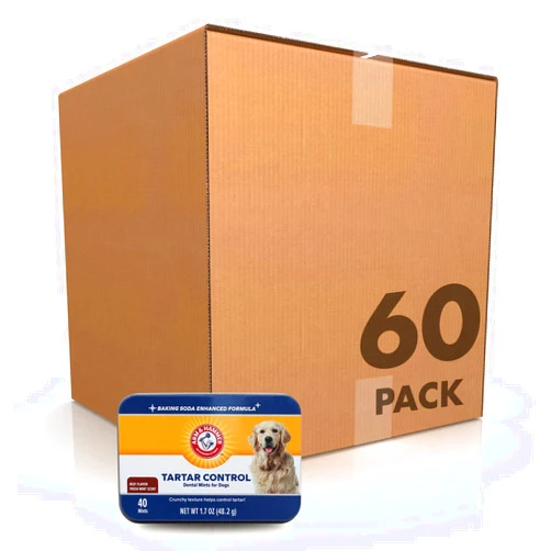 Arm & Hammer for Pets Tartar Control Dental Mints for Dogs | Dog Dental Mints Reduce Plaque & Tartar Buildup for All Dogs | Beef Flavor, 40 Count - Pack of 60 40 Count (Pack of 60)