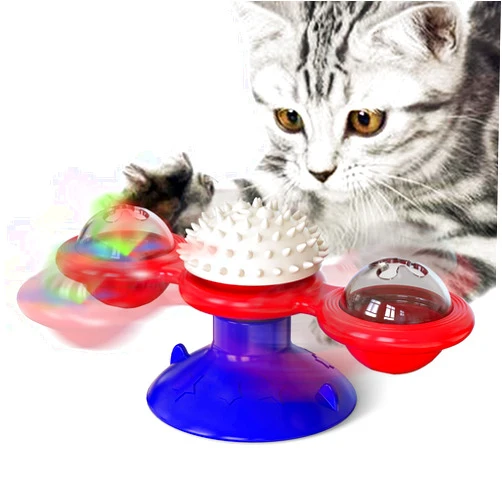FONAY Windmill cat Toy Turntable Interactive cat String Toys with Suction Cups - Fun cat Spin with Spinning Toy Balls - Indoor Spinning cat Toys - Catnip and Fidget Toys