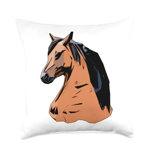 TIMOWO - Wild Horses Graphic Nature Rodeo Print Horse Design Animal Motif Pony Riding Cowboy Equestrian Art Throw Pillow, 18x18, Multicolor
