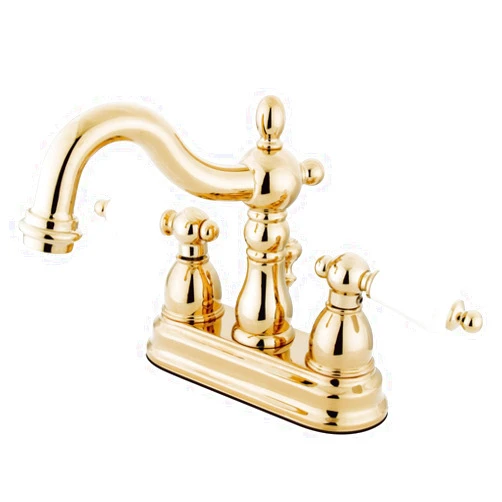 Kingston Brass KB1602PL Heritage 4-Inch Centerset Lavatory Faucet with Porcelain Lever Handle, Polished Brass