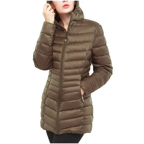 Rokka&Rolla Women's Packable Lightweight Puffer Jacket Water-Resistant Hooded Winter Long Coat
