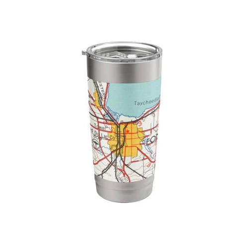 Lake Winnebago Wisconsin Old City Atlas Vintage Fond Du Lac WI Map (1966) Stainless Steel Insulated Tumbler