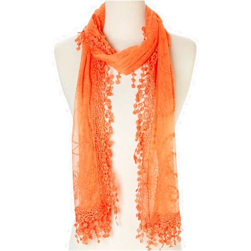 Tan's Women's lightweight Feminine lace teardrop fringe Lace Scarf Vintage Scarf Mesh Crochet Tassel Cotton Scarf for Women