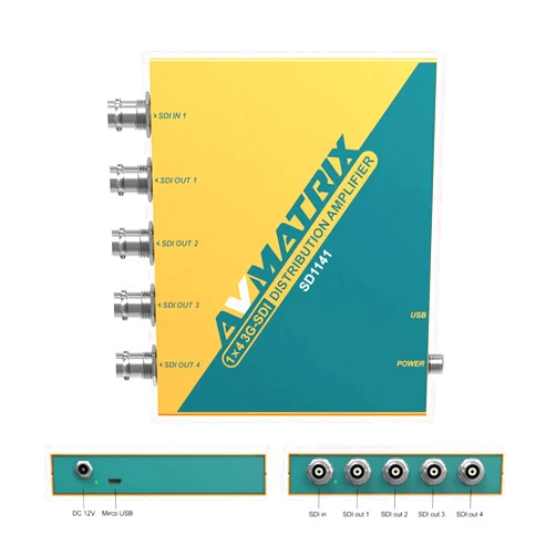 AVMATRIX SDI Splitter 1×4 Distribution Amplifier,3G/HD/SD Supported SDI Formats, Re-clocking, Equalization, Signal Retiming 1080p @60hz SD1141