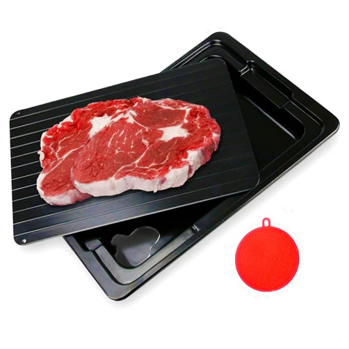 Generic Defrosting Tray for Frozen Meat with Drip Tray Rapid Food Thawing Aluminum Board Keep Original Food Flavor Physical Defrosting Plate Without Microwave