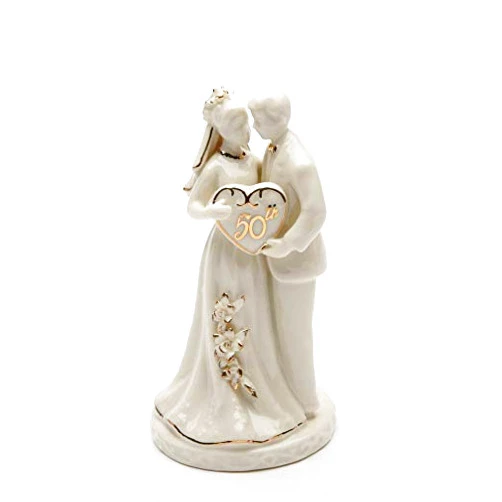 Cosmos Gifts Fine Porcelain 50th Anniversary Wedding Couple Cake Top Figurine, 4-3/4