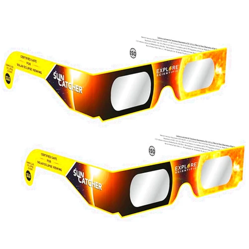 Explore Scientific 88-70005 Sun Catcher Solar Eclipse Glasses - Certified Safe for Eclipse Viewing (2-Pack)