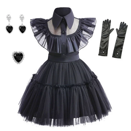 PURFEEL Toddler Girls Dress up for Wednesday Kids Party Dress for Addam 5-6Years