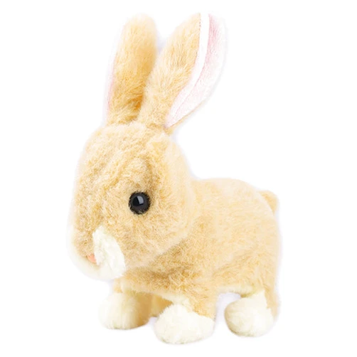 Vokodo Playful Bunny Hops Around Makes Sounds Wiggles Ears and Nose Cute Interactive Rabbit Kids Soft Cuddly Electronic Pet Battery Toy Animal Great Gift for Children Boy Girl Toddler Easter (Brown)