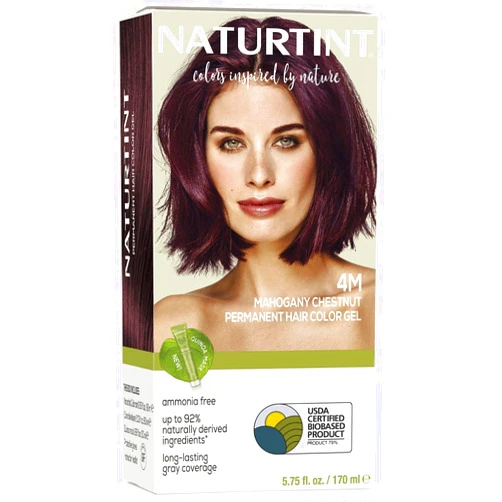 Naturtint 4M Mahogany Chestnut Permanent Hair Color (Pack of 1), Ammonia Free, Vegan, Cruelty Free, up to 100% Gray Coverage, Long Lasting Results (Packaging may vary)
