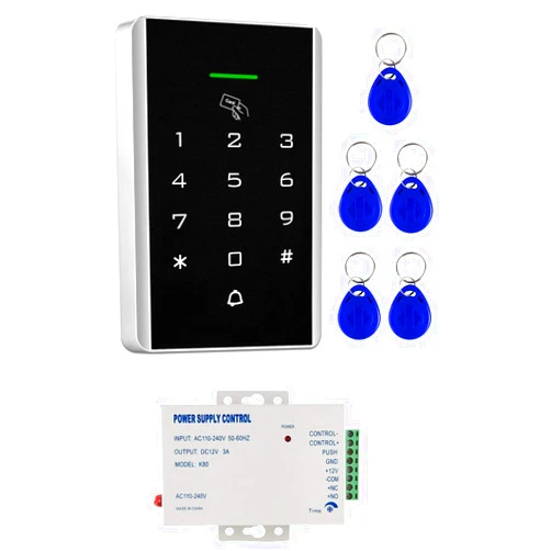 Toncont Door Access Control System, Password Keypad + Power Supply Control Suitable for Apartment, Office, Access Control, Off-Limit Area, Hotel Locks, School Campus Access, Identification, Parking lot Entry