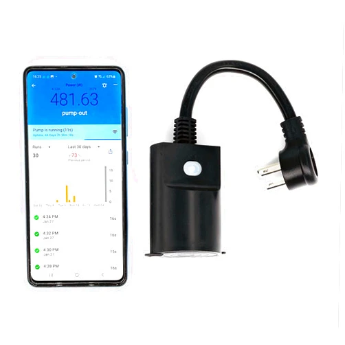 PumpFuse Sump Pump Monitor & Alarm – Prevent Flooding with Dry Run, Overload and Power Outage Alerts – No Water Level Sensors Needed, IP65 Weatherproof, Smart Wi-Fi Energy Monitoring Plug