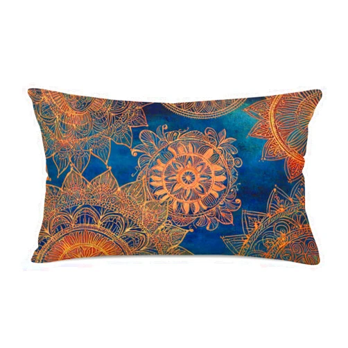 Asminifor Bohemian Ethnic Style Throw Pillow Covers Cotton Linen Colorful Retro Floral Mandala Pattern Decorative Throw Pillow Case Home Sofa Bed Waist Cushion Cover Decorative Oblong 12