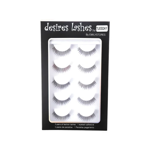 DESIRES LASHES By EMILYSTORES Natural Strip Eyelashes Multipack 5Pairs Per Kits, 01 Monday (02Tuesday)