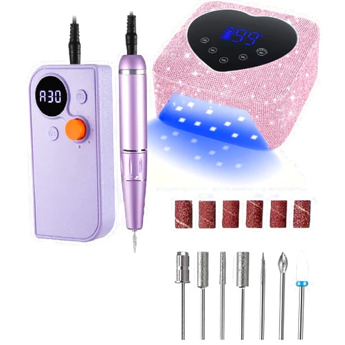 HUGMAPLE Cordless Rechargeable UV Nail Lamp & 30000RPM Portable Rechargeable Purple Nail Drill