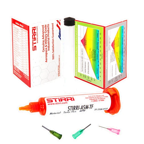 STIRRI-ASM-TF no-clean universal soldering tacky paste flux (ROL0) - 10g syringe kit - for automated soldering machines and handsoldering - low voiding easy cleaning industrial solder paste flux