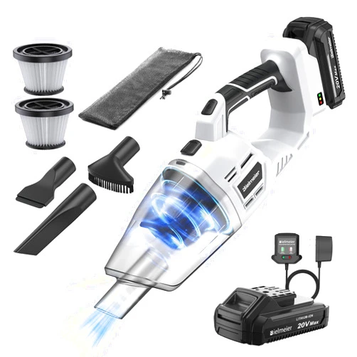 BIELMEIER 20V Cordless Hand Vacuum, Small Rechargeable Handheld Vacuum Cleaner, Portable Shop Vac Wet/Dry with 2000mAh Battery, Charger, 2 Filters for Home, Car, Pet Hair, Workshop, Upgraded Version
