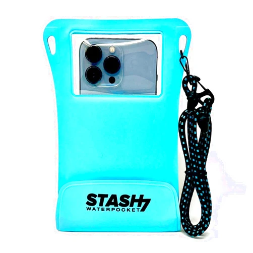 Stash7 Waterproof Phone Pouch w/Long Lanyard | IPX8 Adventure Grade Cellphone Dry Bag Case, Fits iPhone 15 Pro Max,14 Pro Max, 13 Pro Max, XS, XR, Galaxy S21, for Snorkeling, Kayaking, Cruise Blue