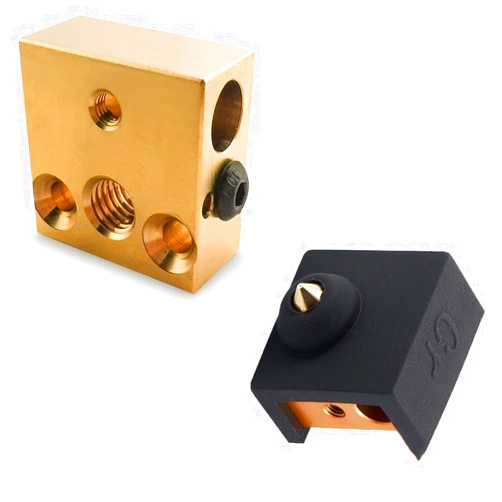 TIEXYE Brass Ender 3 Pro Heater Block, Ender 3 CR10 Hotend Heater Block and Ender 3 Silicone Sock Use for MK8 Extruder Hotend Ender 3,Ender 3 v2/Ender 5, CR-10 S4 S5 3D Printer Heater Block(Brass),