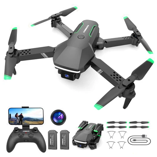 COBMATH Mini Drone with Camera for Kids Beginners - Foldable Remote Control Helicopter Toys Gifts for Boys Girls, 1080P HD FPV RC Quadcopter with Gesture Selfie, Altitude Hold, 3 Speed, 2 Batteries, Black