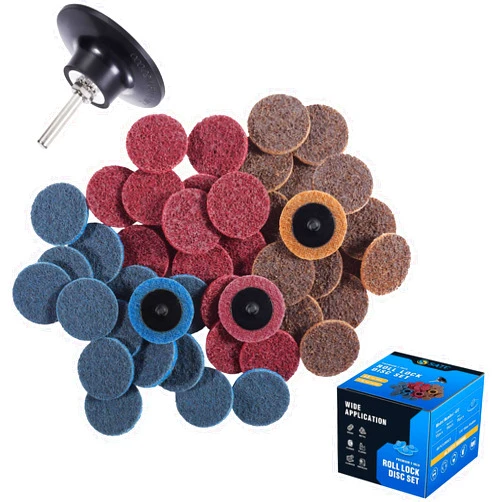 S SATC 46PCS Sanding Discs 2 Inch Roll Lock Quick Change Discs 1pcs 1/4'' Holder Surface Conditioning Discs Fine Medium Coarse for Die Grinder Surface Strip Grind Polish Burr Finish Rust Paint Removal