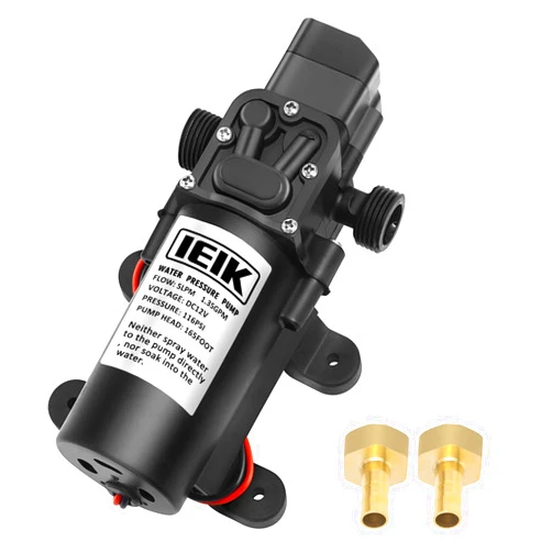 IEIK Water Pressure Diaphragm Pump DC 12V Pressure Switch Sprayer Pump 5LPM 1.35 GPM 116PSI 165ft Self Priming Pump for Caravan RV Boat Marine Agricultural Spraying Port