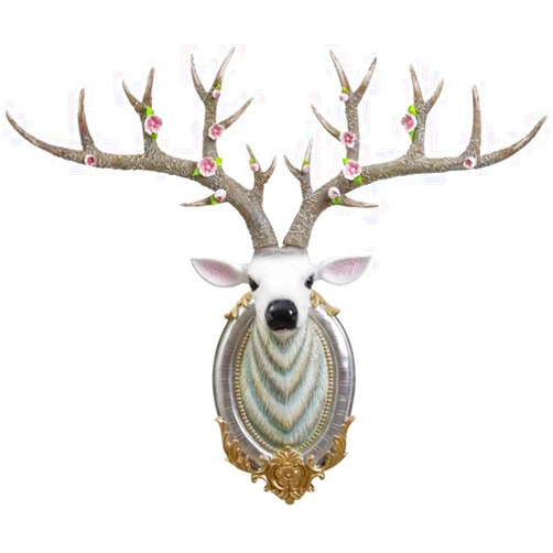 Bsetain Deer Head Wall Decor Geometric Antique Changele Corner Wall Sculpture Artificial Resin Animal Head Wall Core Preparation
