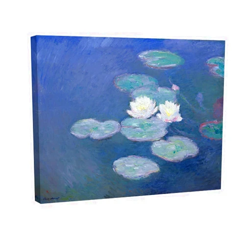 Wieco Art Water Lilies Canvas Prints Wall Art of Claude Monet Famous Floral Oil Paintings Reproduction Stretched and Framed Classic Flower Pictures Giclee Artwork