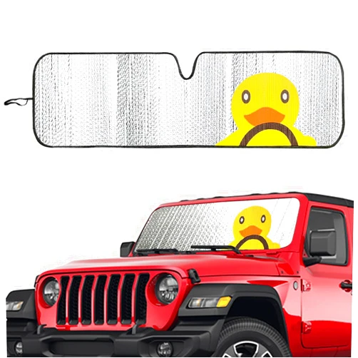 ROMASO Windshield Sun Shade for Jeep Wrangler JK JKU JL JLU1997-2024,Window Sun Visor for UV Rays & Heat Protection,Duck Windshield Sunshade