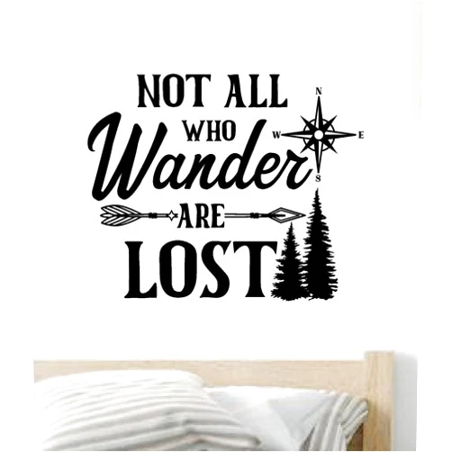 Generic Not All Who Wander Are Lost V5 Wall Decal Home Decor Quote Vinyl Sticker Art Bedroom Room Boy Girl Teen Baby School Nursery Mom Dad Family Travel Wanderlust Vacation Explore Mountains Beach Ocean RV Camper Van Trees Bear Paw Campfire