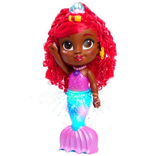Just Play Disney Junior Splash & Glow Ariel Lights and Sounds 11.5-inch Doll and Accessories, 5-Pieces, Kids Toys for Ages 3 Up