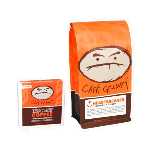 Café Grumpy - Set of 6 Heartbreaker Instant Packets (30g) + 1 Heartbreaker Whole Beans (12oz) Bag