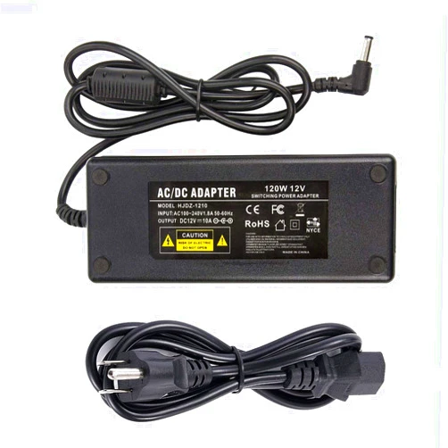 COOLM 12V 10A Power Supply Adapter - COOLM AC Adaptor 100-240V 50-60HZ DC 12V 120W Adapter Transformer 5.5x2.5mm DC Output Jack for LED Strip Light LED Driver