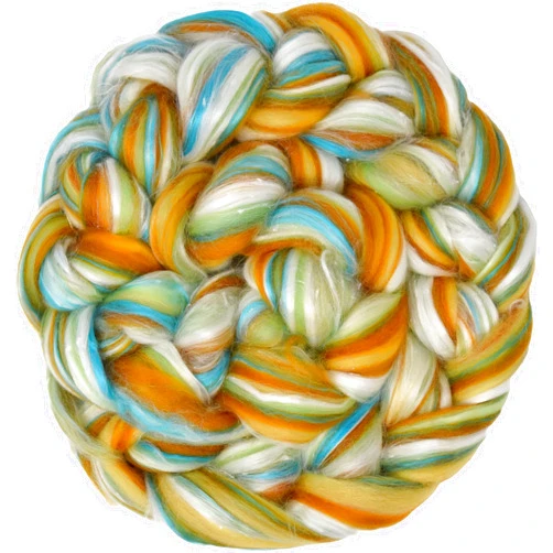 Living Dreams Yarn Combed Top Roving. Limited Edition Fiber for Spinning, Needle Felting, Wet Felting, Weaving and Crafting. Fancy, Colorful, Exotic Designer Blend, Coastline
