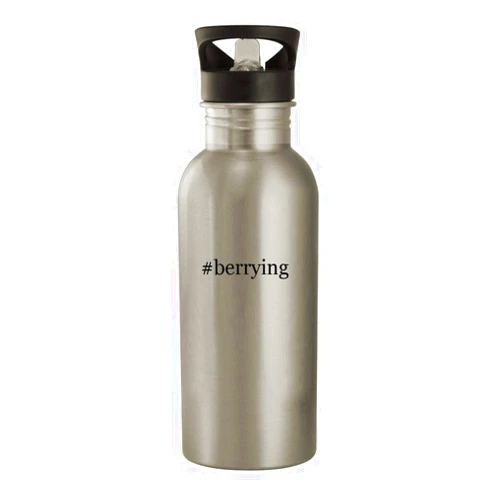 Knick Knack Gifts #berrying - 20oz Stainless Steel Water Bottle, Silver