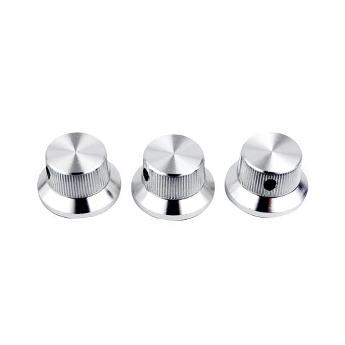 Guyker Electric Guitar Bass Control Potentiometer Knobs, Aluminum alloy Hat Top Metal Volume Knob Replacement Parts (3 Piece, Chrome)