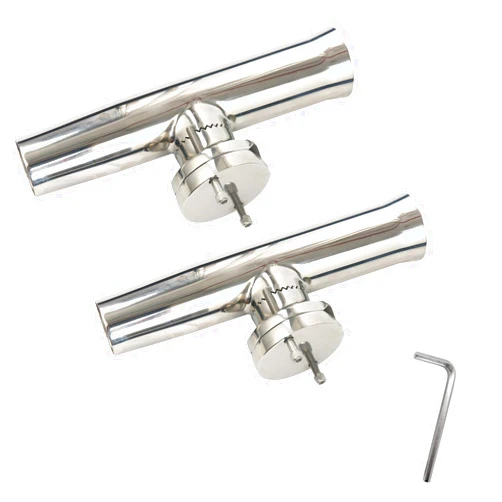 Amarine Made 2Pcs Fishing Rod Holder, Stainless Tournament Style Clamp on Rod Holder, Rail Mount Fishing Pole Holder for Rails 1-1/4