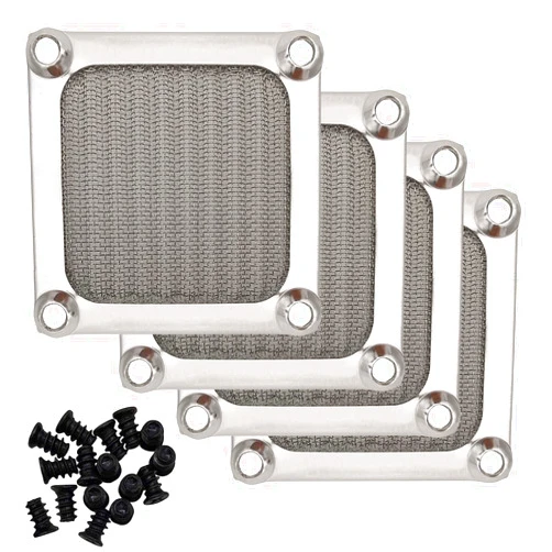 IMSurQltyPrise 60mm Computer Case Fan Filter Grills with Screws, Aluminum Frame Ultra Fine Stainelss Steel Mesh, Silver Color - 4 Pack