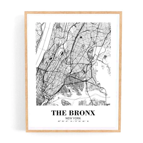 Eleville 8X10 Unframed The Bronx New York City View Abstract Road Modern Map Art Print Poster Wall Office Home Decor Minimalist Line Art Hometown Housewarming wgn512
