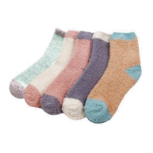 JEWEDECO 5 Pairs Coral Fleece Socks Padded Socks Socks Middle Tube Socks Assorted Color Socks Christmas Socks Warm Socks for Women Female Polyester Socks Winter Socks