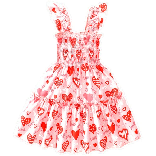 RETSUGO Little Girls Dresses Flutter Sleeve Casual Birthday Party Dress Toddler Kids Swing Twirly Summer Sundress 1-8 Years