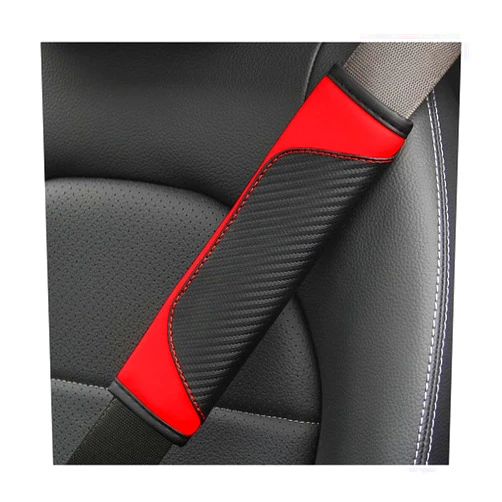 AUCELI 2PCS Car Seat Belt Cover, Carbon Fiber Safety Seatbelt Shoulder Strap Covers, Breathable Leather Soft Harness Pad Protect Your Neck and Shoulder Compatible with Cars