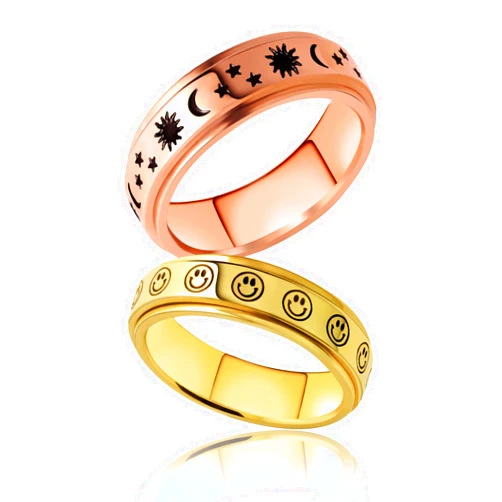 LAOYOU Fidget Spinner Ring For Anxiety Women | 6mm Stainless Steel Womens Spinner Rings Stress Relief Anxiety Ring for Ladies Gold/Rose Gold/Silver Color
